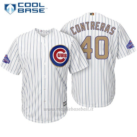 Maglia Baseball Uomo Chicago Cubs 40 Willson Contreras Bianco Or Program Cool Base
